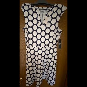 New York & Co. dress, size M, sleeveless, navy blue & white polka-dots